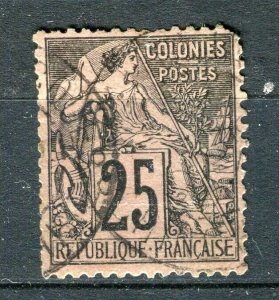 FRENCH COLONIES; 1880s General issue used 25c. value + Postmark,