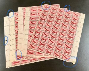 C-32  DC-4 Skymaster  Lot of 5 sheets  MNH 5 cent sheet of 50   FV $12.50  1946