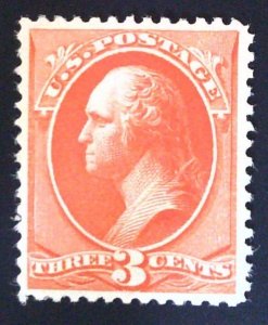 Scott #214 - VF - 3c Vermilion - Washington - OG HR - 1887