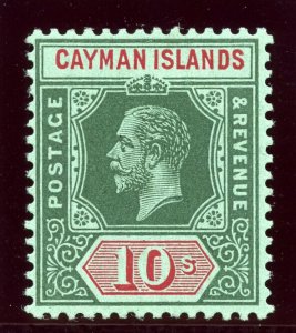 Cayman Island 1914 KGV 10s deep green & red/green MLH. SG 52. Sc 44a.