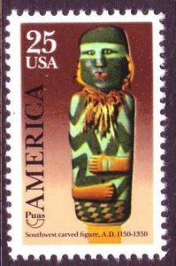 1989 Southwest Carved Figure Single 25c Postage Stamp, Sc# 2426, MNH, OG
