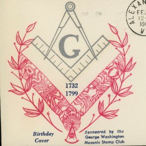 George Washington Birthday Anniversary Cover Masonic Stamp Club 1963 Alexandria