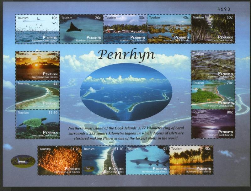 Penrhyn 2011 Island Views Tourism Nature Marine Life Sheetlet MNH # 15205