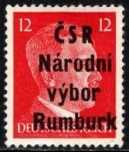 1945 Czechoslovakia Local Overprint 12 Pfennig Rumburk Czech National Committee