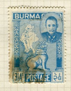 BURMA; 1948 early Independence issue fine used 3.5a. value