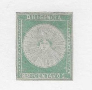 Uruguay Sc #2 80 centavos pale blue green NG VF