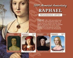 Dominica 2020 - Raphael Artist Portrait - Sheet of 4 Stamps - Scott 2822 - MNH