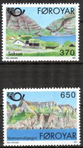 Faroe Islands Denmark 1991 Tourism Landscapes set of 2 MNH
