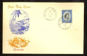 GRENADA 1955  7c QE2 Portrait Issue Cachet FDC Sc 178