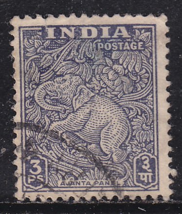 India 207 Ajanta Panel, Carved Elephant 1949