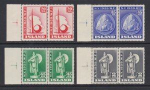 Iceland Sc 213-216 MNH. 1939 New York World's Fair, choice sheet margin pairs