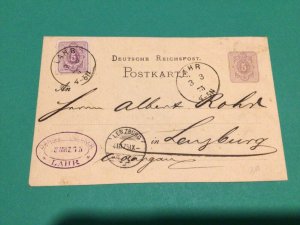 Germany Worms 1875 uprated postal card to Switzerland A14945