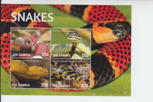 2015 Gambia Snakes III MS4 (Scott 3671) MNH5