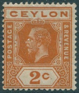 Ceylon 1912 SG307 2c brown-orange KGV #3 MLH (amd)