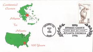 #3087 Olympic Discobolus Homespun FDC