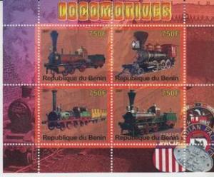 Benin 2007 M/S Locomotives Trains Transport Motoring Railway Stamps MNH perf