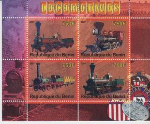 Benin 2007 M/S Locomotives Trains Transport Motoring Railway Stamps MNH perf