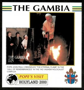 Gambia 2000 - Pope, Holy Land, Eternal Flame - Souvenir Sheet - Scott 2229 - MNH