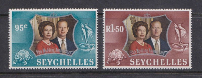 SEYCHELLES - 1972 QEII SILVER WEDDING - 2V - MINT NH