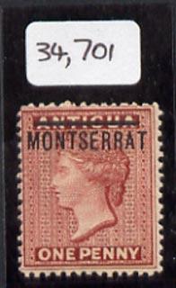 Montserrat 1884 opt on QV 1d of Antigua, mounted mint exa...