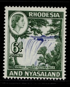 RHODESIA & NYASALAND QEII SG24, 6d ultramarine & deep myrtle-green, NH MINT.