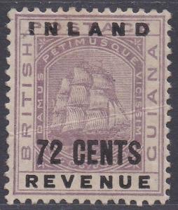 BRITISH GUIANA 1888 SHIP INLAND REVENUE OVERPRINT 72C 