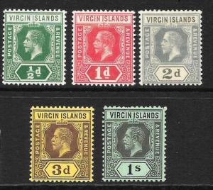 BRITISH VIRGIN ISLANDS 1913-19  KGV  PART SET 5    MLH  