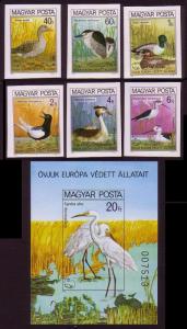 Hungary Protected Birds 6v+ MS imperf issue 1980 MI#3451-3456B+Block 146B