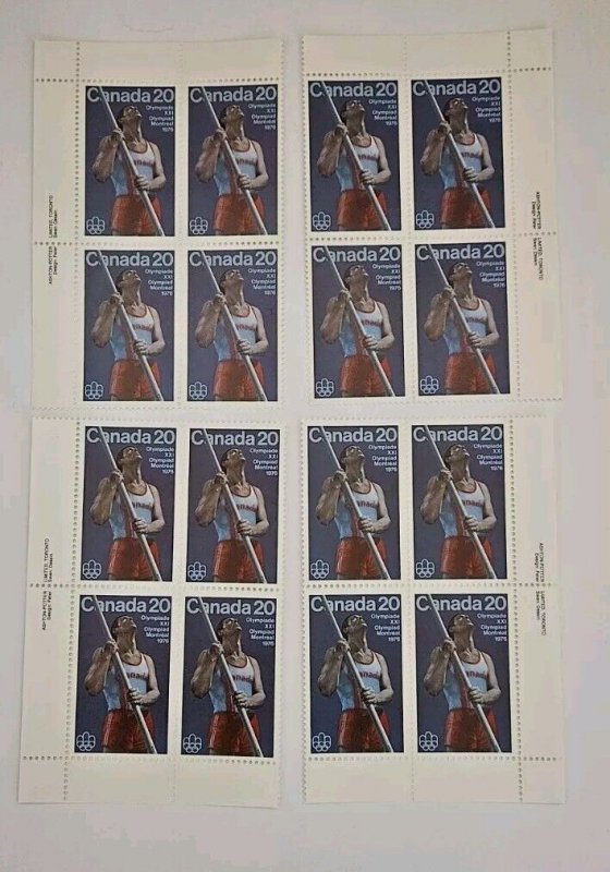 Canada 1975 Track And Field Sports  #664 Set Of Plate Blocks MNH
