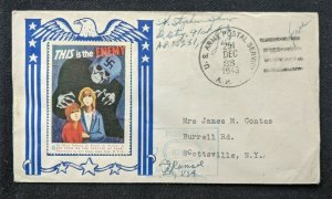 1943 APO US Army Anti German Patriotic Cover to Scottsville New York