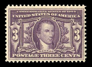 United States, 1904-9 #325 Cat$185, 1904 3c violet, never hinged