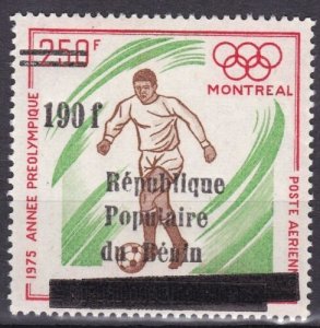 BENIN 1988 N475 190F 95€ FOOTBALL MONTREAL PRE OLYMPIC OVERPRINT SURCHARGE MNH