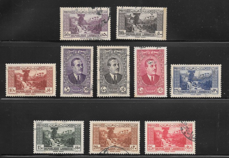 Lebanon Scott 139-143D Used VLH - 1937-40 President and Places - SCV $7.20