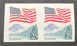 Scott#: 2280b - Flag & Yosemite 25¢ 1988 Imperforate Pair MNHOG