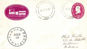 OFFICE PACIFIC RAILROAD COMPANY OF ST. LOUIS MO CORNER CARD & EVENT CANCELS 1958