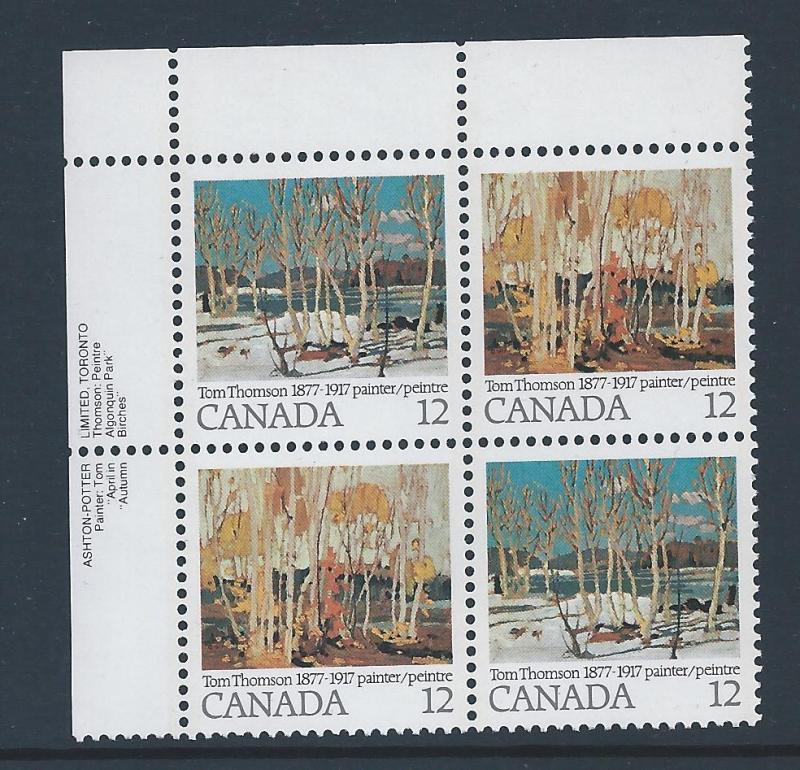 Canada #734a UL PL BL Tom Thomson 12¢ MNH25