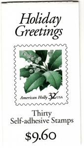 3177 BK265 American Holly MNH 32c Vending Booklet of 30 RARE