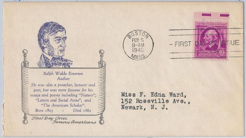 52494 UNITED STATES - CACHET FDC COVER: Scott # 861  R WALDO EMERSON Litterature