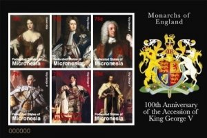 Micronesia 2010 - King George V - Sheet of 6 IMPERF Stamps - Scott #890 - MNH