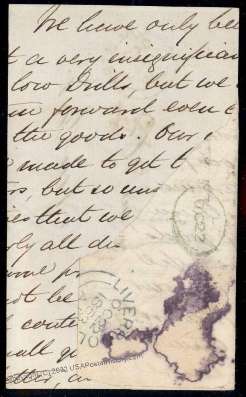 England Britain 1853 New York USA Afrixa Transatlantic Stampless Cover 77672