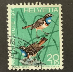 Switzerland 1971 Scott B403 used - 20+10c, Birds,   bluethroat