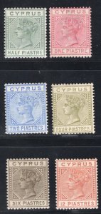 MOMEN: CYPRUS SG #16a,18-22 1882-6 DIE I CROWN CA MINT OG H/3NH £920 LOT #67284*