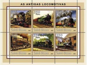 Guinea-Bissau MNH S/S Locomotives 2001 6 Stamps