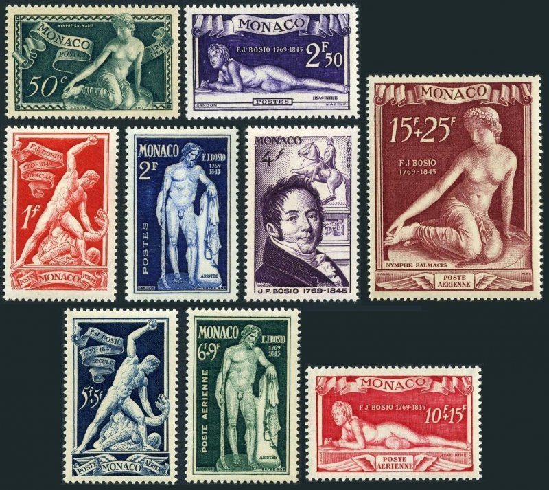 Monaco 209-213,CB11-12,MNH.Michel 348-358. Francois Bosio,sculptor,1948.Hercules