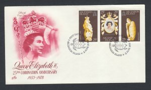 Ascension, Scott 229a-229c FDC..1978 Queen Elizabeth's Silver Jubilee, ArtCraft 