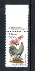 US 1960 MNH State Birds/Flowers -Delaware w/ Zip selvage Blue Hen /Peach Blossom