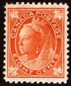 82, Scott, 8c, orange, F/VF, MHOG, Queen Victoria, Maple Leaf Issue, Canada
