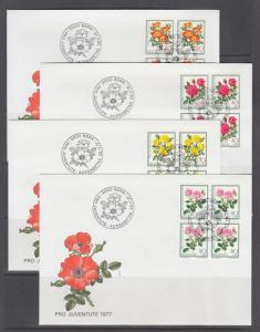 Switzerland Sc B439-B478 FDC. 1976-80 semi postals 10 cplt sets in blocks, VF