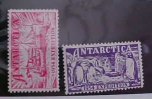 AUSTRALIA  ANTARCTICA 2 DIFF. 1954 MINT LIGHT HINGED 