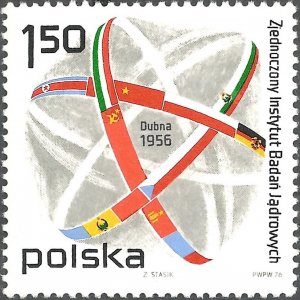 Poland 1976 MNH Stamps Scott 2152 Nuclear Research Dubna Flags Physics